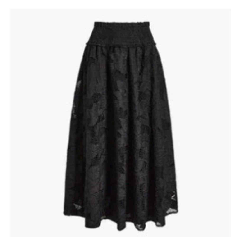 Hill House Delphine Skirt - black floral lace